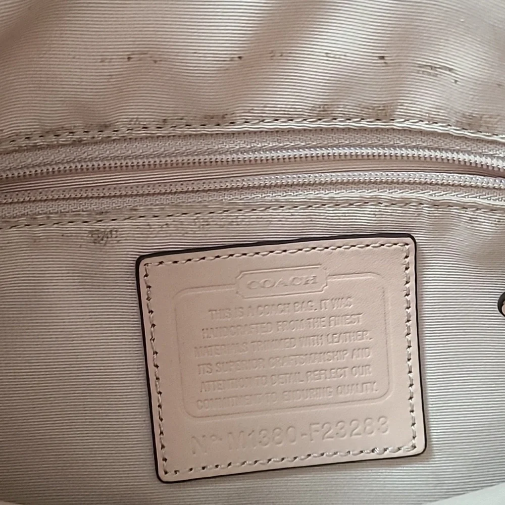 Coach Coral Orange Zebra Print Canvas & Leather Tote‎ Bag Worn Used Vtg